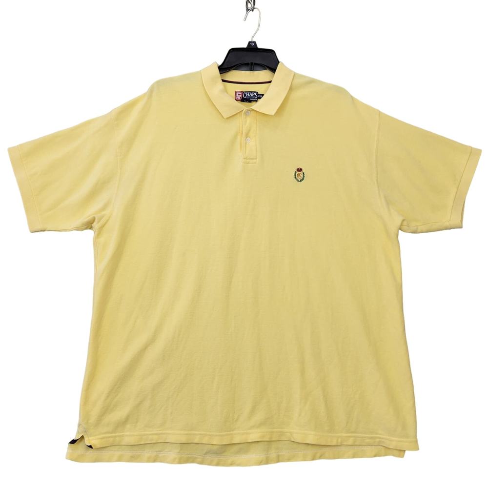 Chaps Ralph Lauren Yellow Preppy Polo Shirt Classic Short Sleeve Top Men Size 2X